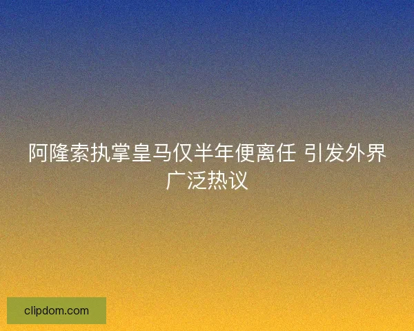 阿隆索执掌皇马仅半年便离任 引发外界广泛热议