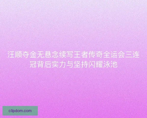 汪顺夺金无悬念续写王者传奇全运会三连冠背后实力与坚持闪耀泳池