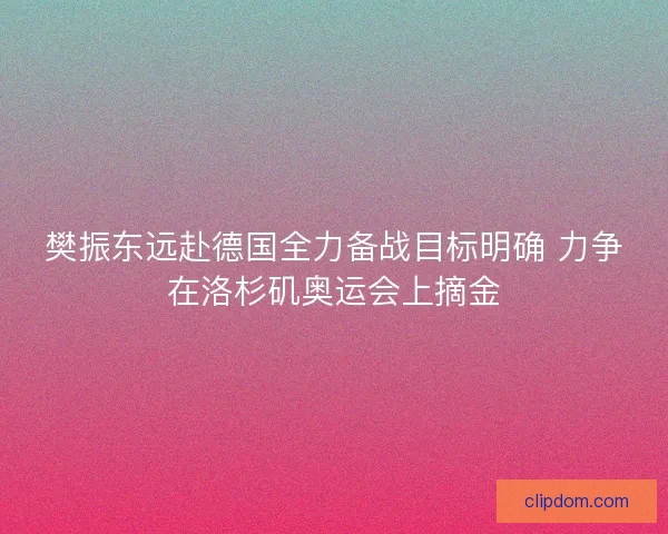 樊振东远赴德国全力备战目标明确 力争在洛杉矶奥运会上摘金