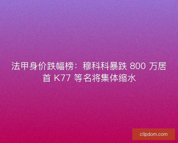法甲身价跌幅榜：穆科科暴跌 800 万居首 K77 等名将集体缩水